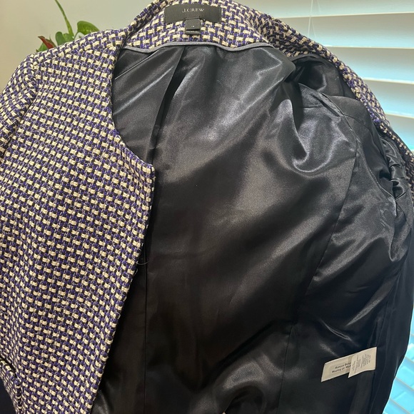J Crew Womens Silk Tweed Coat Blazer L - Picture 6 of 6
